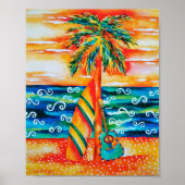 Surfboard en gitaar Poster (Voorkant)