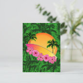 Surfboard en Hibiscus Flowers Briefkaart (Staand voorkant)
