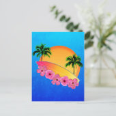 Surfboard en Hibiscus Flowers Briefkaart (Staand voorkant)