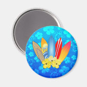 Surfboard en Hibiscus Flowers Magneet (Voorkant / Achterkant)