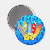 Surfboard en Hibiscus Flowers Magneet (Voorkant / Achterkant)