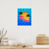 Surfboard en Hibiscus Flowers Poster (Keuken)