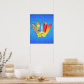 Surfboard en Hibiscus Flowers Poster (Keuken)