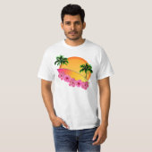Surfboard en Hibiscus Flowers T-shirt (Voorkant volledig)