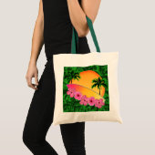 Surfboard en Hibiscus Flowers Tote Bag (Voorkant (product))