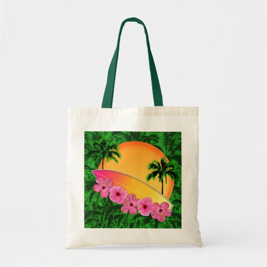 Surfboard en Hibiscus Flowers Tote Bag (Voorkant)