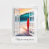 Surfboard en Ocean Wave Sympathie Kaart (Voorkant)