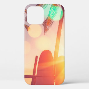 Surfboard en palmboom op strand, dubbele blootstel Case-Mate iPhone case