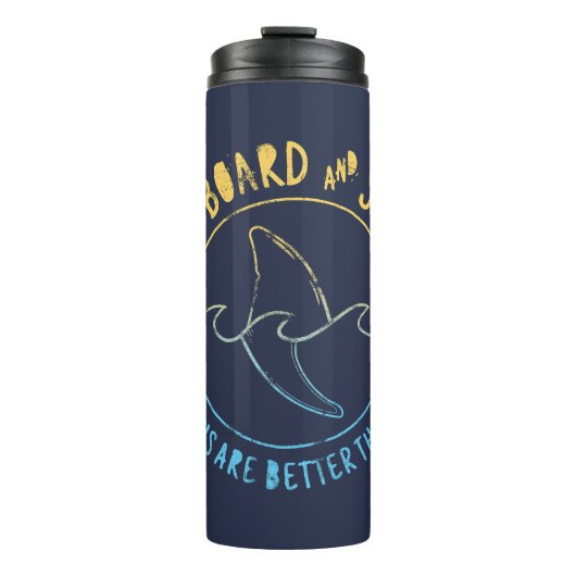 Surfboard en Shark Funny Summer Beach Vacking T Thermosbeker (Voorkant)