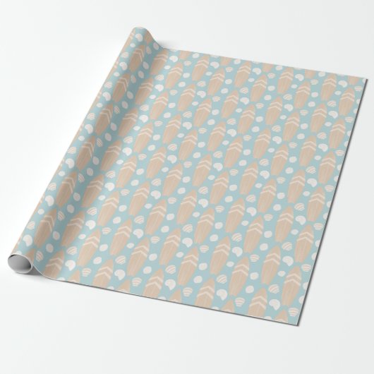 Surfboard en Shell Pattern Wrapping Paper Cadeaupapier (Uitgerold)