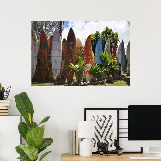 Surfboard Fence Maui, HI Poster (Thuiskantoor)