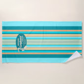Surfboard Hawaiian Striped - Aqua Strandlaken (Voorkant)