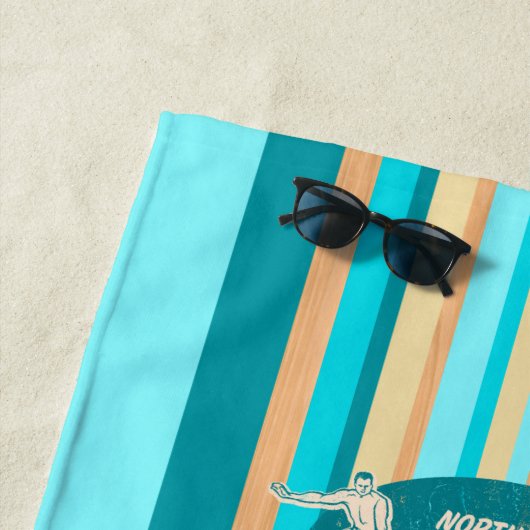 Surfboard Hawaiian Striped - Aqua Strandlaken (In situ)