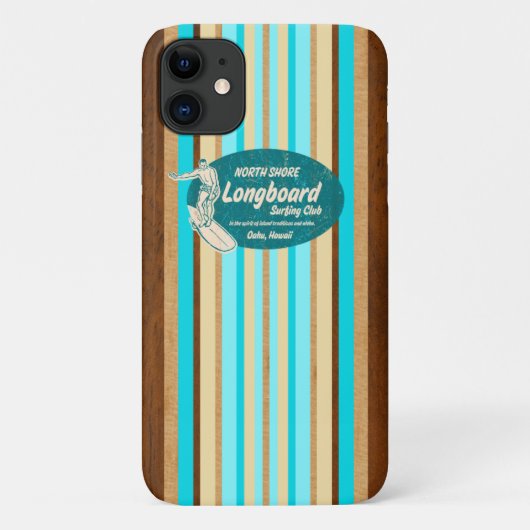 Surfboard Hawaiian Stripes Aqua Case-Mate iPhone Case (Achterkant)
