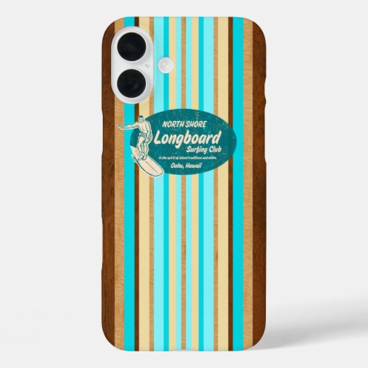 Surfboard Hawaiian Stripes Aqua  Case-Mate iPhone Case (Achterkant)