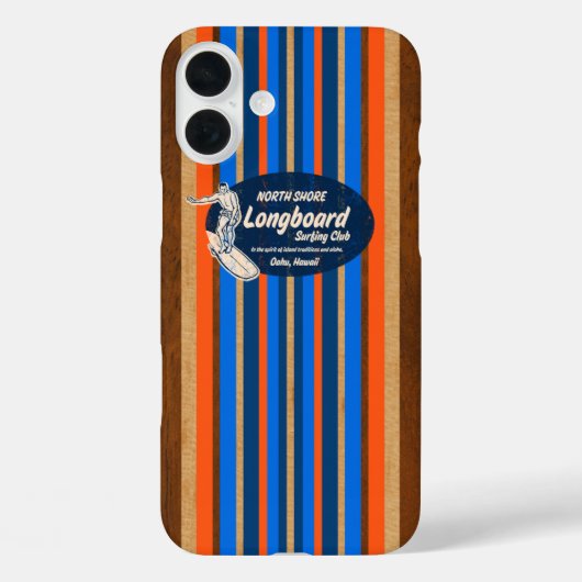 Surfboard Hawaiian Stripes Royal Blue Case-Mate iPhone Case (Achterkant)