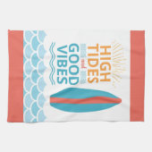 Surfboard High Tides Good Vibes Customizable Beach Theedoek (Horizontaal)