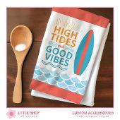 Surfboard High Tides Good Vibes Customizable Beach Theedoek