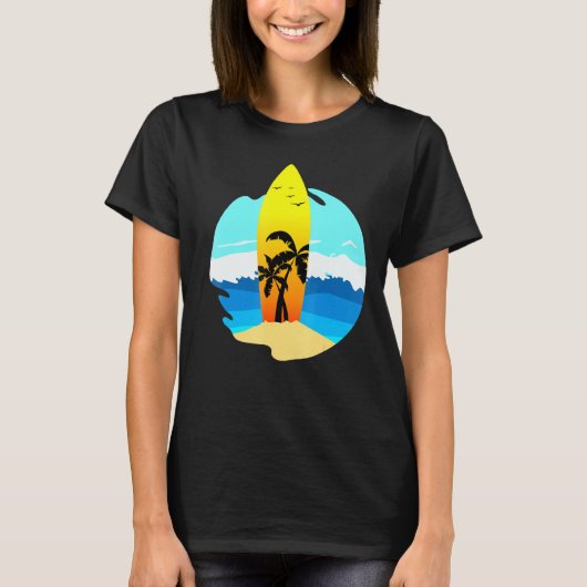 Surfboard I California Beach Wave Palm T-shirt (Voorkant)