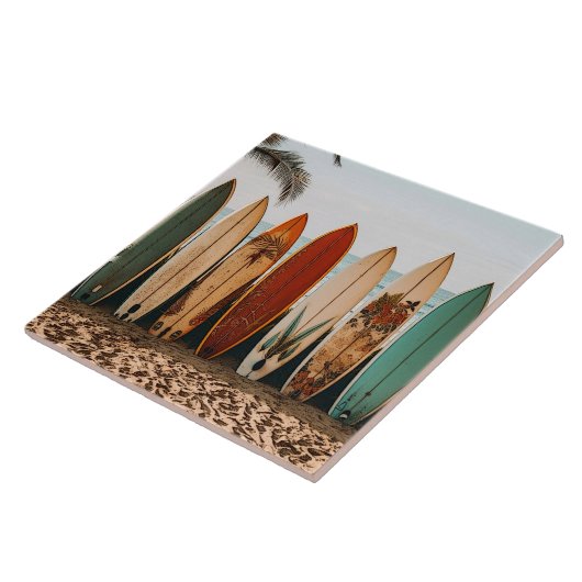 Surfboard keramische Tegel Tegeltje (Zijkant)