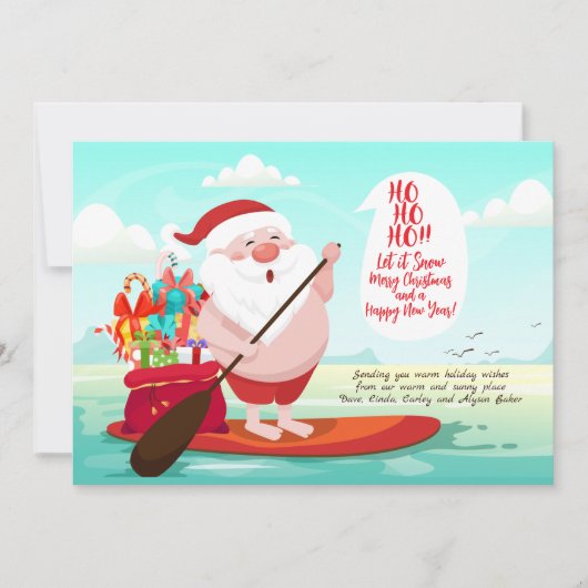 Surfboard Kerstman Kerstkaart (Voorkant)