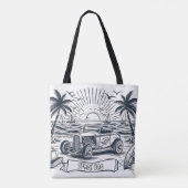 Surfboard klassieke auto kleuren tote bag (Achterkant)