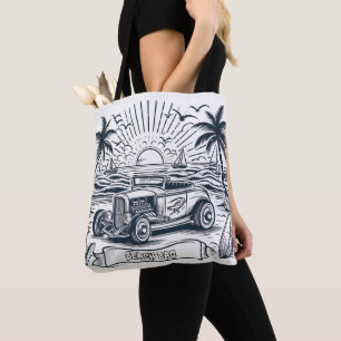 Surfboard klassieke auto kleuren tote bag