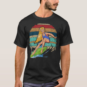 Surfboard Ocean Surfer Waves Water Sport Retro Sur T-shirt