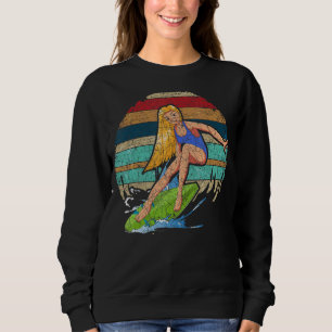 Surfboard Ocean Surfer Waves Water Sport Retro Sur Trui