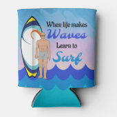 Surfboard Ocean Waves Blauw Motivatie Quote Blikjeskoeler (Voorkant)