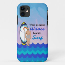 Surfboard Ocean Waves Blauw Motivatie Quote Case-Mate iPhone Case