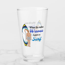 Surfboard Ocean Waves Blauw Motivatie Quote Glas