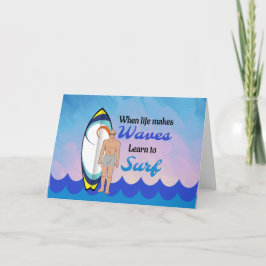 Surfboard Ocean Waves Blauw Motivatie Quote Kaart
