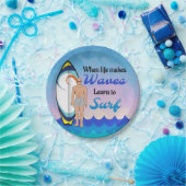 Surfboard Ocean Waves Blauw Motivatie Quote Papieren Bordje (Feest)