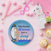 Surfboard Ocean Waves Blauw Motivatie Quote Papieren Bordje (Feest)