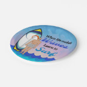 Surfboard Ocean Waves Blauw Motivatie Quote Papieren Bordje (Gekanteld)