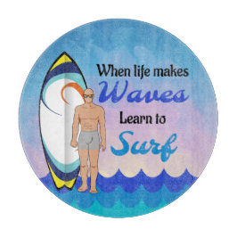 Surfboard Ocean Waves Blauw Motivatie Quote Snijplank