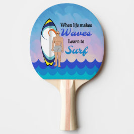 Surfboard Ocean Waves Blauw Motivatie Quote Tafeltennisbatje