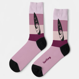 Surfboard Silhouette op Mauve Mood Kleur Sokken