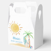 Surfboard Sunshine Beach Palm Tree Baby shower Bedankdoosjes (Geopend)