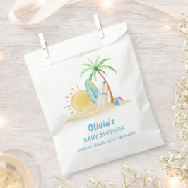 Surfboard Sunshine Beach Palm Tree Baby shower Bedankzakje