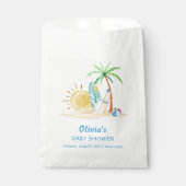 Surfboard Sunshine Beach Palm Tree Baby shower Bedankzakje (Voorkant)