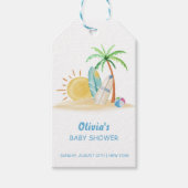 Surfboard Sunshine Beach Palm Tree Baby shower Cadeaulabel (Voorkant)