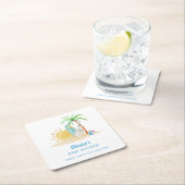 Surfboard Sunshine Beach Palm Tree Baby shower Kartonnen Onderzetters (Insitu)