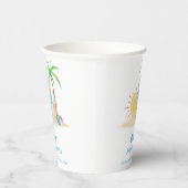 Surfboard Sunshine Beach Palm Tree Baby shower Papieren Bekers (Rechts)