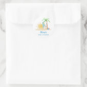 Surfboard Sunshine Beach Palm Tree Baby shower Ronde Sticker (Tas)