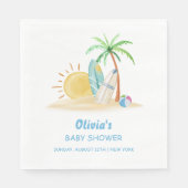 Surfboard Sunshine Beach Palm Tree Baby shower Servet (Voorkant)