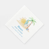 Surfboard Sunshine Beach Palm Tree Baby shower Servet (Hoek)