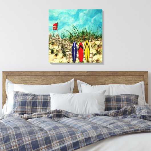 surfboard surf kunst strand olieverfschilderij canvas afdruk (Insitu (Slaapkamer))