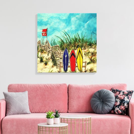 surfboard surf kunst strand olieverfschilderij canvas afdruk (Insitu (Woonkamer))